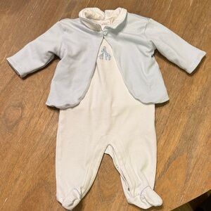 Kissy Kissy 2 piece set: Cozy white and Blue Kids One Piece